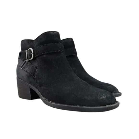 Born Shoes Womens 6 Booties Morocco Leather Distressed Buckle Strap Black Zip - Picture 16 of 16